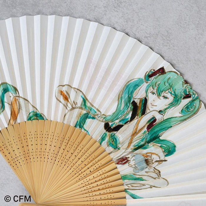 Hatsune Miku illustrated Japanese folding fan with bamboo ribs, Kyoto fan craft | Hatsune Koubou