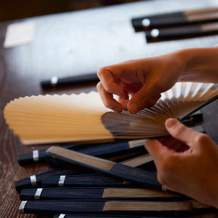 [HAND FAN] MEN'S PAPER FAN PARENT AND CHILD DRAGONFLY LIGHT GRAY | KYOTO FOLDING FANS | OHNISHI TSUNE SHOTEN