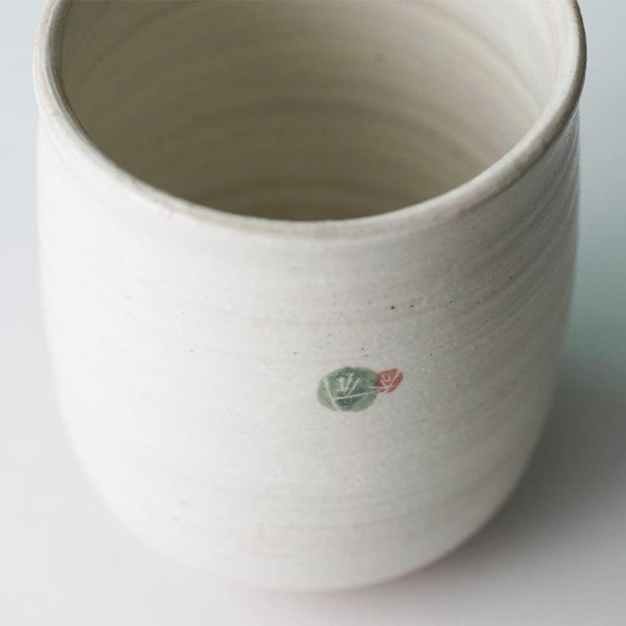 White Shigaraki ware ceramic tea cup with small floral motif | Shigaraki, Yamasho Touki