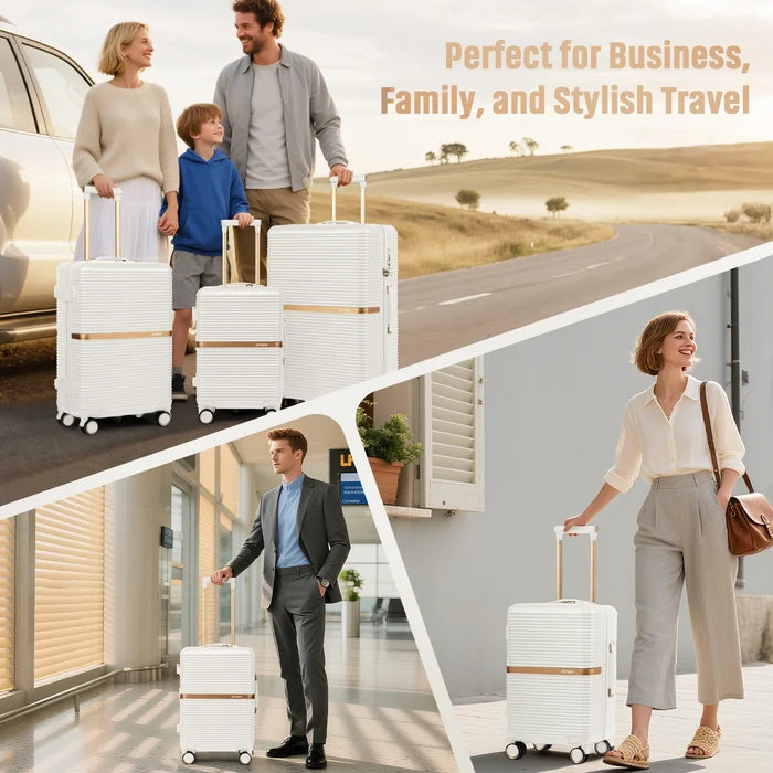 Joyway 3-Piece Luggage Set, Lightweight Suitcase with Cup Holder, TSA Lock and Spinner Wheels