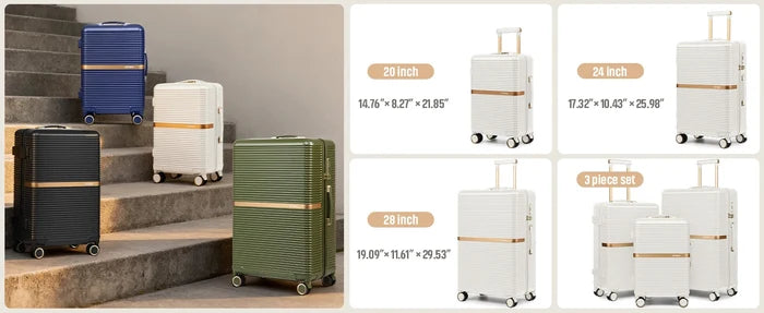 Joyway 3-Piece Luggage Set, Lightweight Suitcase with Cup Holder, TSA Lock and Spinner Wheels