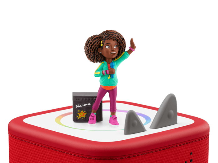 Karma's World Tonie on a Red Toniebox