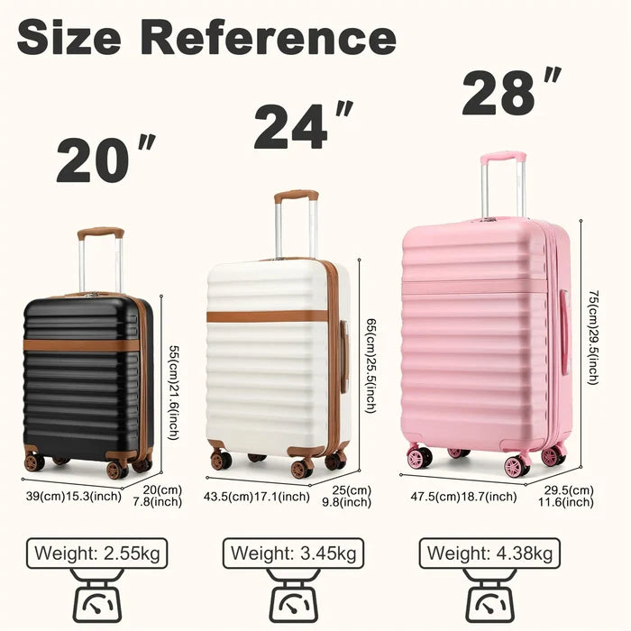 KONO ABS + PC hard case with 4 wheels, TSA lock trolley hand luggage/suitcase (55/65/75cm)