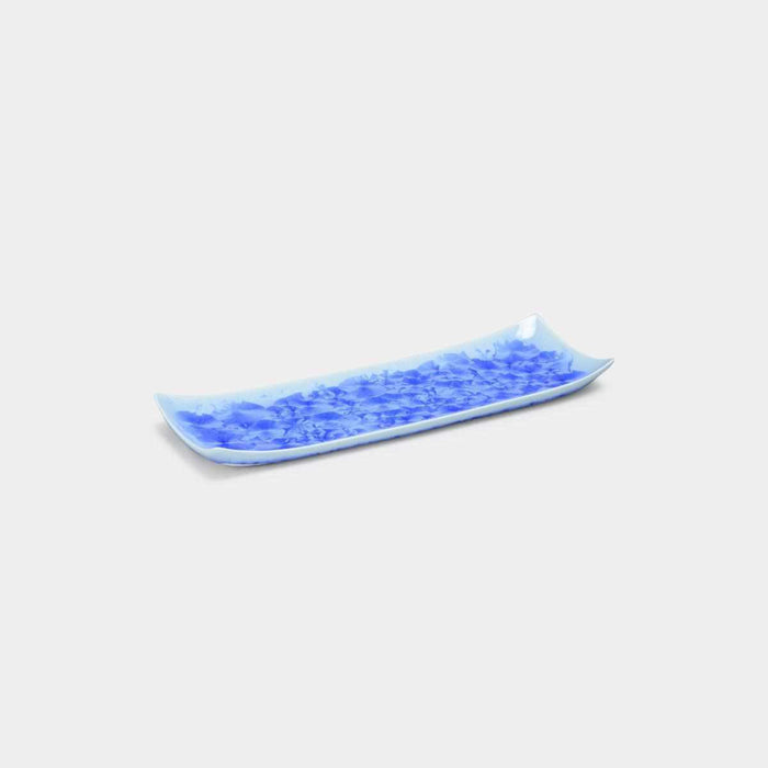 [LARGE PLATE (PLATTER)] FLOWER CRYSTAL (BLUE) LONG PLATE | TOUAN | KYOTO-KIYOMIZU WARES