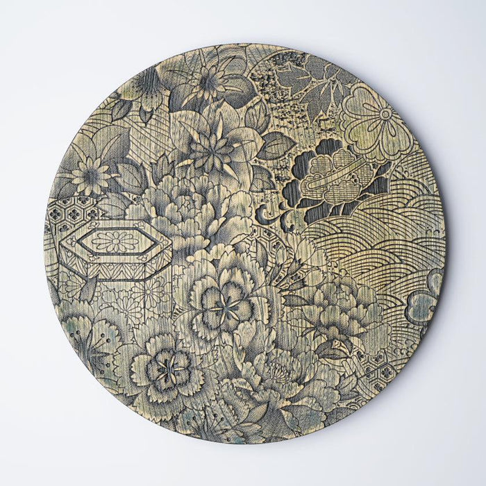 [LARGE PLATE (PLATTER)] KYO-YUZEN - BLACK | PRINTING AND KYO-YUZEN ENGRAVING| SANSAI STUDIO