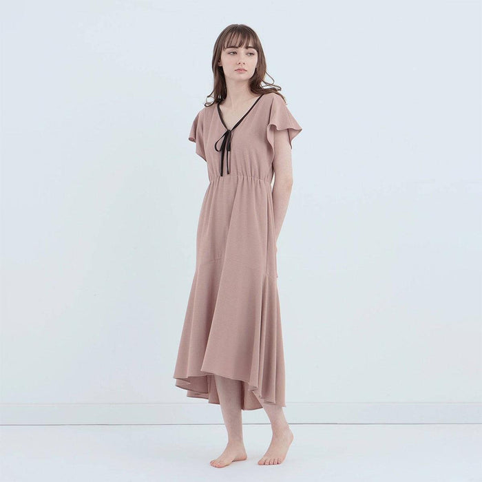 [LOUNGEWEAR] ROYAL ORGANIC COTTON FLARE DRESS (GREIGE) | SEWING | Foo Tokyo