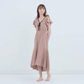 [LOUNGEWEAR] ROYAL ORGANIC COTTON FLARE DRESS (GREIGE) | SEWING | Foo Tokyo