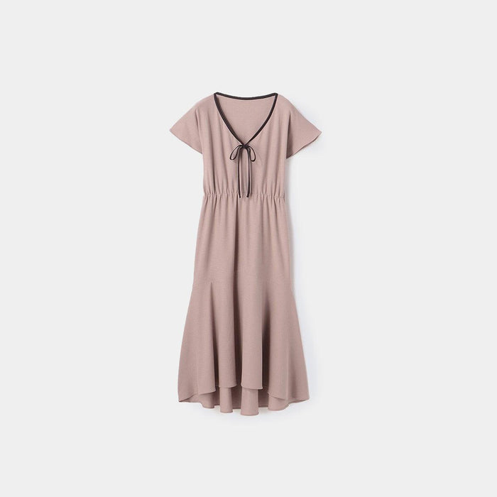 [LOUNGEWEAR] ROYAL ORGANIC COTTON FLARE DRESS (GREIGE) | SEWING | Foo Tokyo