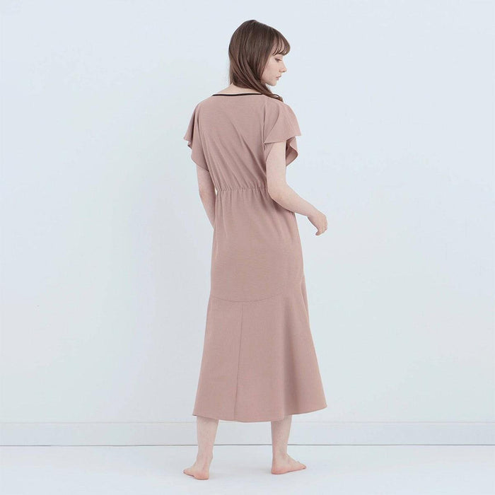 [LOUNGEWEAR] ROYAL ORGANIC COTTON FLARE DRESS (GREIGE) | SEWING | Foo Tokyo