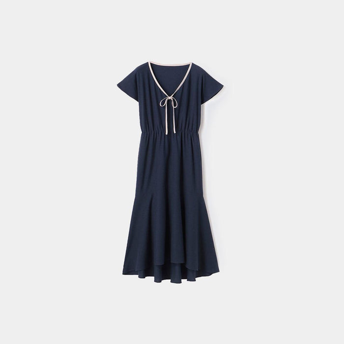 [LOUNGEWEAR] ROYAL ORGANIC COTTON FLARE DRESS (NAVY) | SEWING | Foo Tokyo