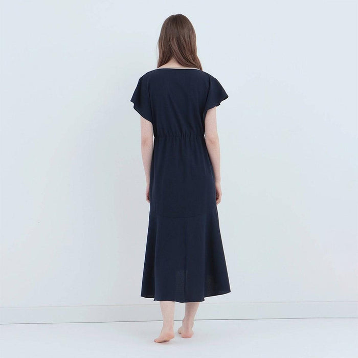 [LOUNGEWEAR] ROYAL ORGANIC COTTON FLARE DRESS (NAVY) | SEWING | Foo Tokyo