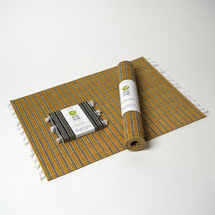[MAT SET] 4 COASTERS (BLUE) & 2 PLACE MATS (YELLOW) | TATAMI | TATAMIYA TATSUZO