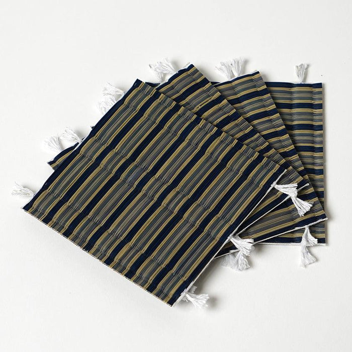 [MAT SET] 4 COASTERS (BLUE) & 2 PLACE MATS (YELLOW) | TATAMI | TATAMIYA TATSUZO