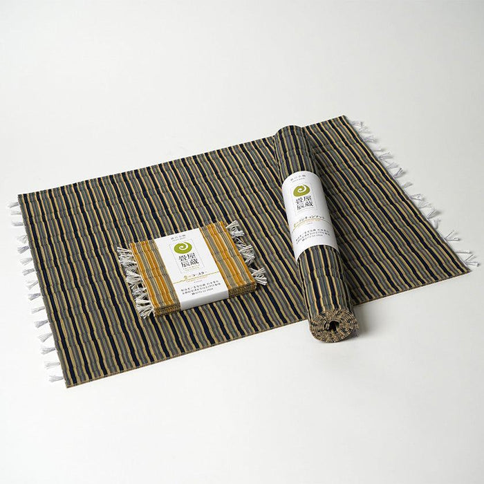 [MAT SET] 4 COASTERS (YELLOW) & 2 PLACE MATS (BLUE) | TATAMI | TATAMIYA TATSUZO