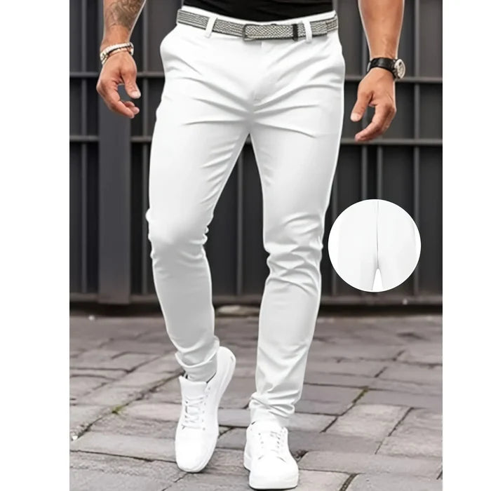 Men's new fashionable and trendy casual slim fit black and white leg binding jeans