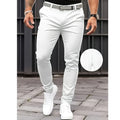 Men's new fashionable and trendy casual slim fit black and white leg binding jeans