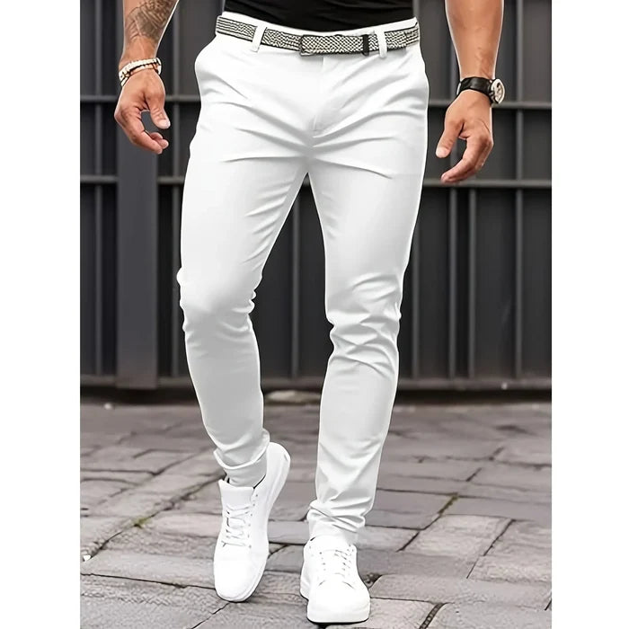 Men's new fashionable and trendy casual slim fit black and white leg binding jeans