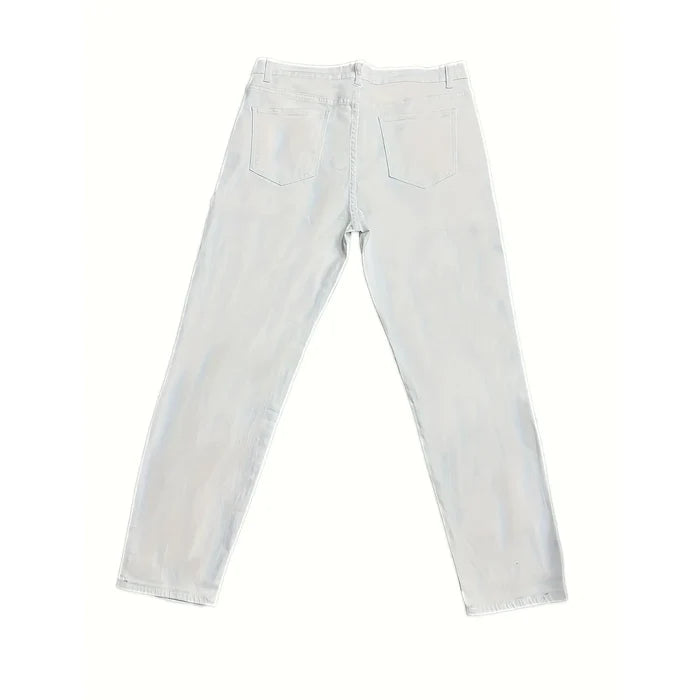 Men's new fashionable and trendy casual slim fit black and white leg binding jeans