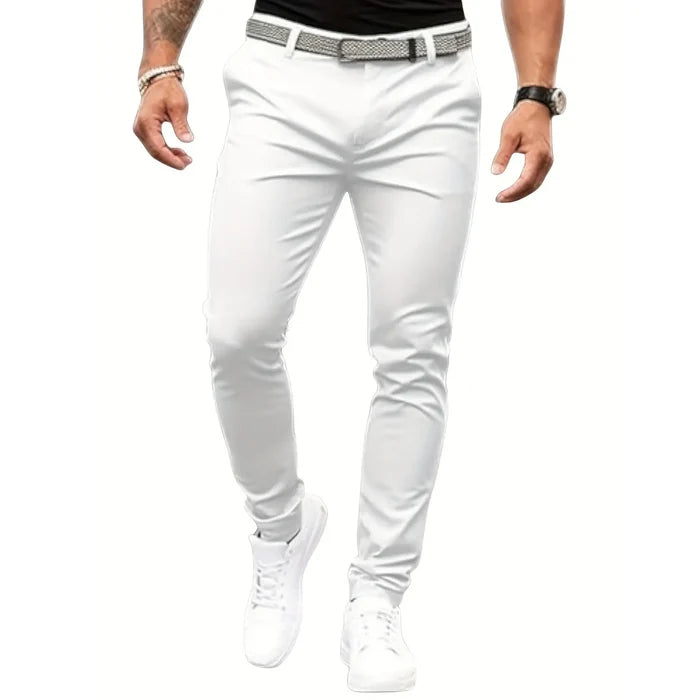 Men's new fashionable and trendy casual slim fit black and white leg binding jeans