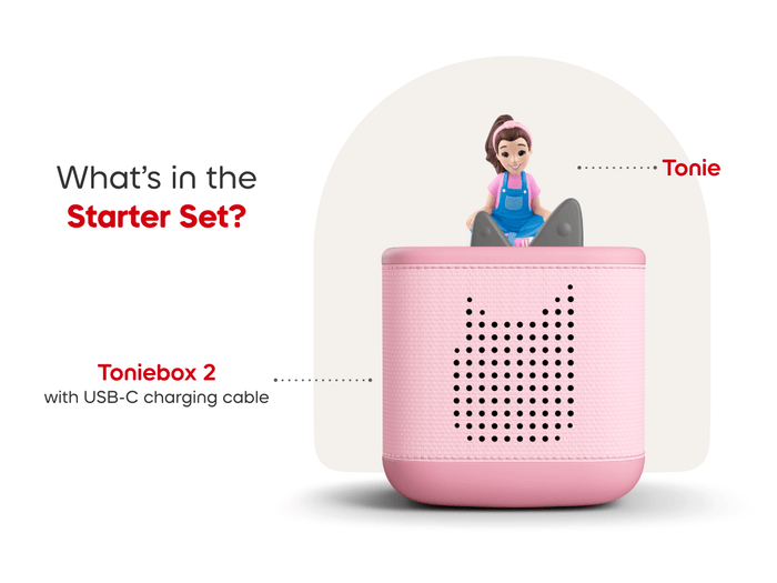 cloud pink Toniebox 2 Starter Set with Ms. Rachel Tonie included components