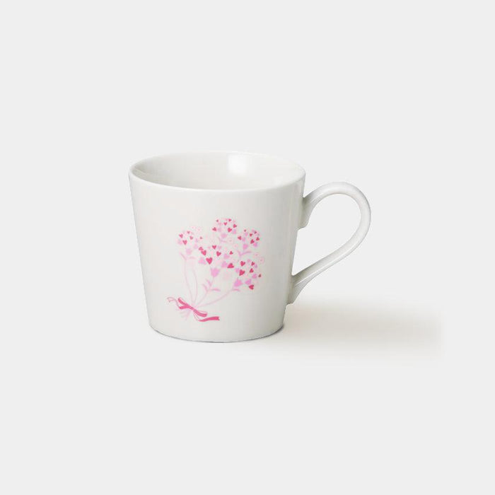 [MUG (CUP)] FLOWERS CONVEYED BY HEARTS (WHITE) | COLOR & DESIGN CHANGE | MINO WARES | MARUMO TAKAGI