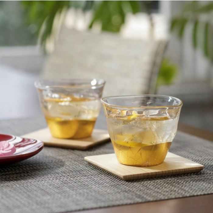[MUG (CUP)] PENETRATION COLD TEA GLASS & COASTER (2 PIECES) | HAKUICHI | KANAZAWA GOLD LEAF