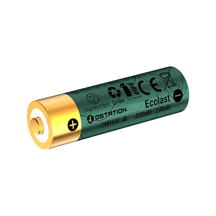 Olight Ostation Ecolast 1.5V 2100mAh AA Smart Rechargeable Lithium-ion Batteries (4 Pack)