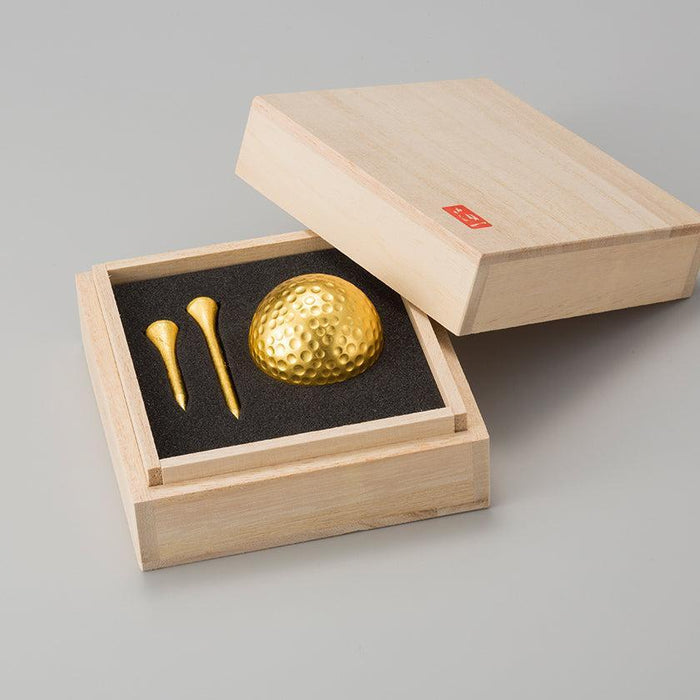 [OPTION] GOLF PAULOWNIA WOOD BOX (BLACK TEXT) PERSONALIZED UV PRINTING | KANAZAWA GOLD LEAF | HAKUICHI