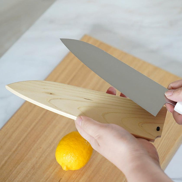 [OPTION] KITCHEN (CHEF) KNIFE SHEATH AOMORI HIBA FOR SANTOKU KNIFE | SAKAI FORGED BLADES