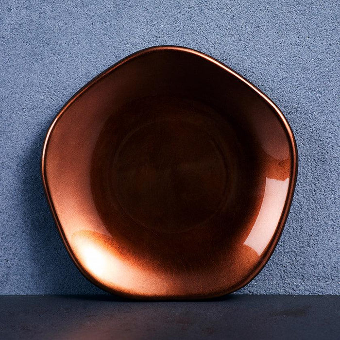 [PLATE] KAGA SHIKISAI FLOWER SEPIA | KANAZAWA GOLD LEAF | HAKUICHI