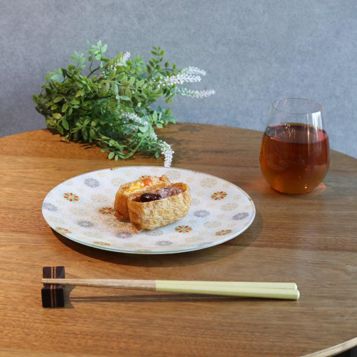[PLATE SET] ROUND PLUM & CHRYSANTHEMUM PAIR SET | NISHIJIN TEXTILES| EMURA SHOUTEN