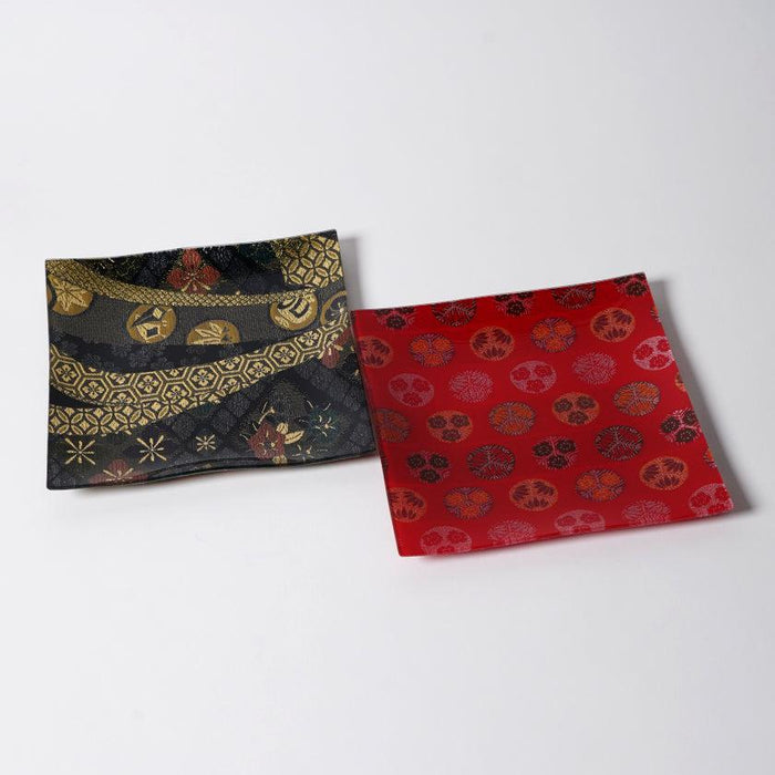 [PLATE SET] SQUARE TEMARI & NAVY PAIR SET | NISHIJIN TEXTILES| EMURA SHOUTEN
