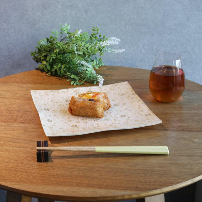 [PLATE] SQUARE GOLD FLOWER | NISHIJIN TEXTILES| EMURA SHOUTEN