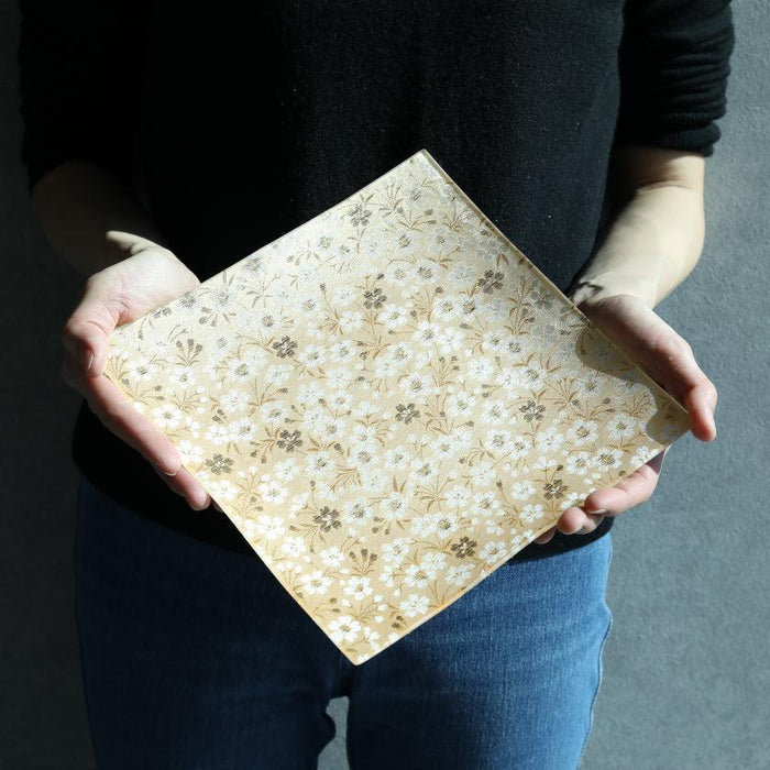 [PLATE] SQUARE GOLD FLOWER | NISHIJIN TEXTILES| EMURA SHOUTEN