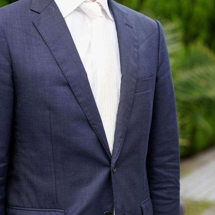 [PLEATS TIE] SATIN WHITE | NEKADO | NISHIJIN ORI (TEXTILES)