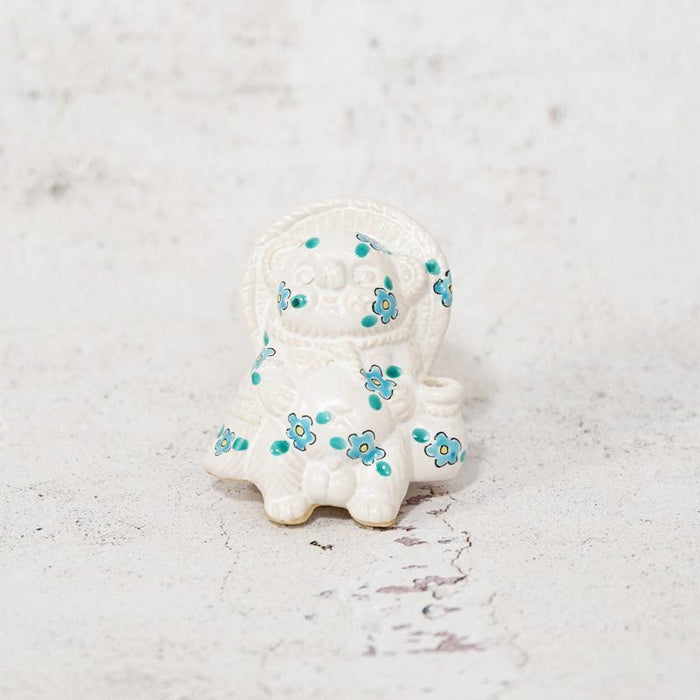 [RACCOON FIGURINE]   TANUTANU FLOWER (BLUE) MALE  | SHIGARAKI WARE