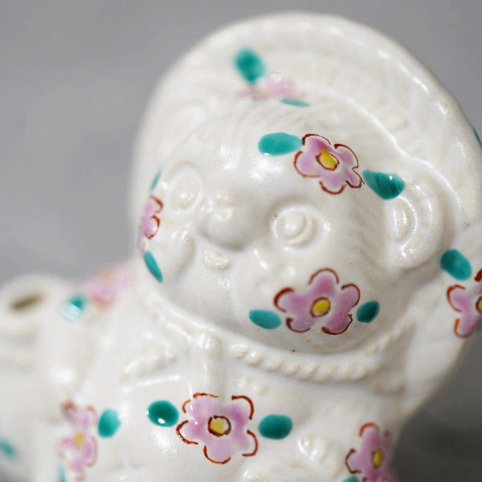 [RACCOON FIGURINE]   TANUTANU FLOWER (PINK) FEMALE  | SHIGARAKI WARE
