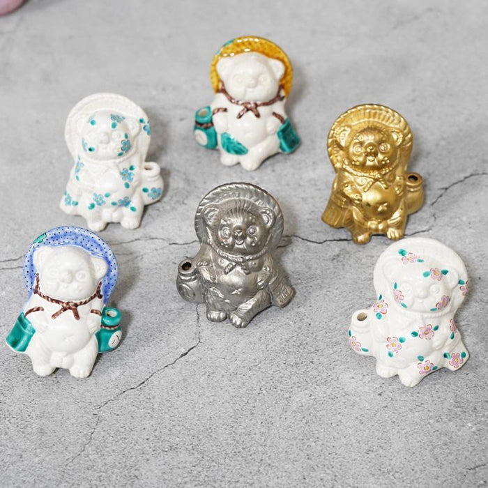 [RACCOON FIGURINE] TANUTANU GOLD&SILVER SET | SHIGARAKI WARE