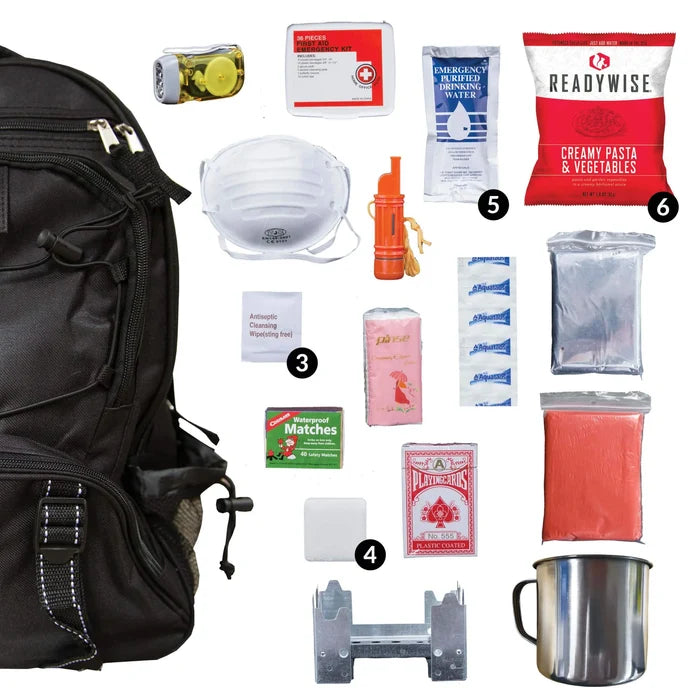 ReadyWise Black 64 Piece Survival Backpack-Optics Force