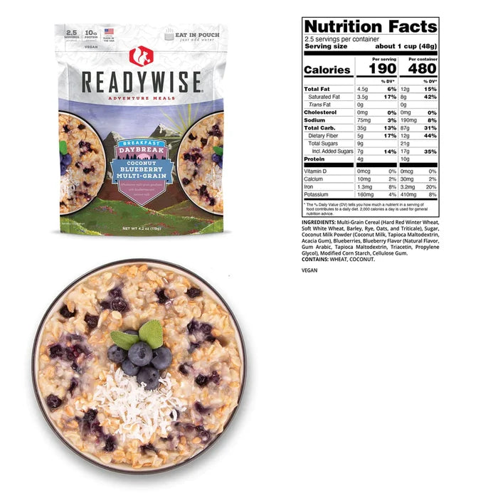 ReadyWise Daybreak Coconut Blueberry Multi-Grain Case of 6-Optics Force