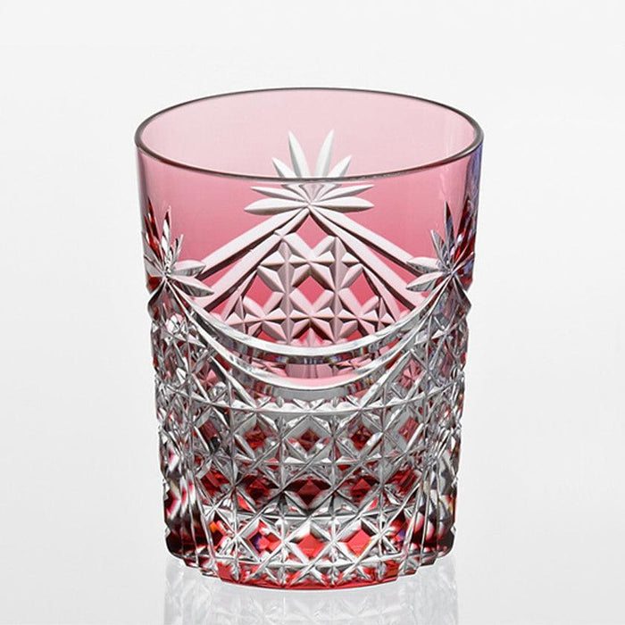 [ROCKS GLASS] PAIR OF WHISKEY GLASSES DRAPE & TETRAGONAL BASKET WEAVE | EDO KIRIKO | KAGAMI CRYSTAL