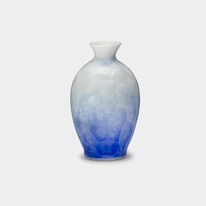 [SAKE BOTTLE] FLOWER CRYSTAL (BLUE ON WHITE) SAKE SET (3-PIECE SET) | TOUAN | KYOTO-KIYOMIZU WARES
