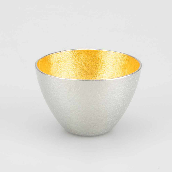 [SAKE BOTTLE] KATAKUCHI-SMALL & GUINOMI TIN / GOLD LEAF SET (WITH PAULOWNIA BOX) | CASTING | NOUSAKU