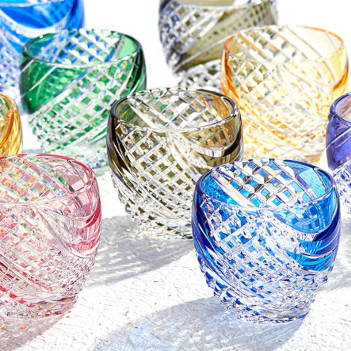[SAKE CUP] FISH SCALES STRIP | EDO KIRIKO | KAGAMI CRYSTAL