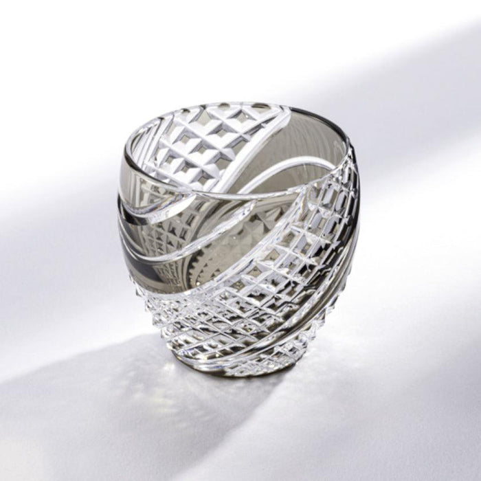 [SAKE CUP] FISH SCALES STRIP | EDO KIRIKO | KAGAMI CRYSTAL