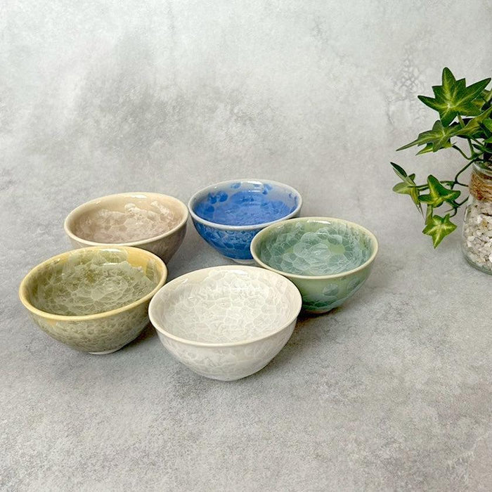 [SAKE CUP] FLOWER CRYSTAL GUINOMI (5-PIECE SET) | TOUAN | KYOTO-KIYOMIZU WARES