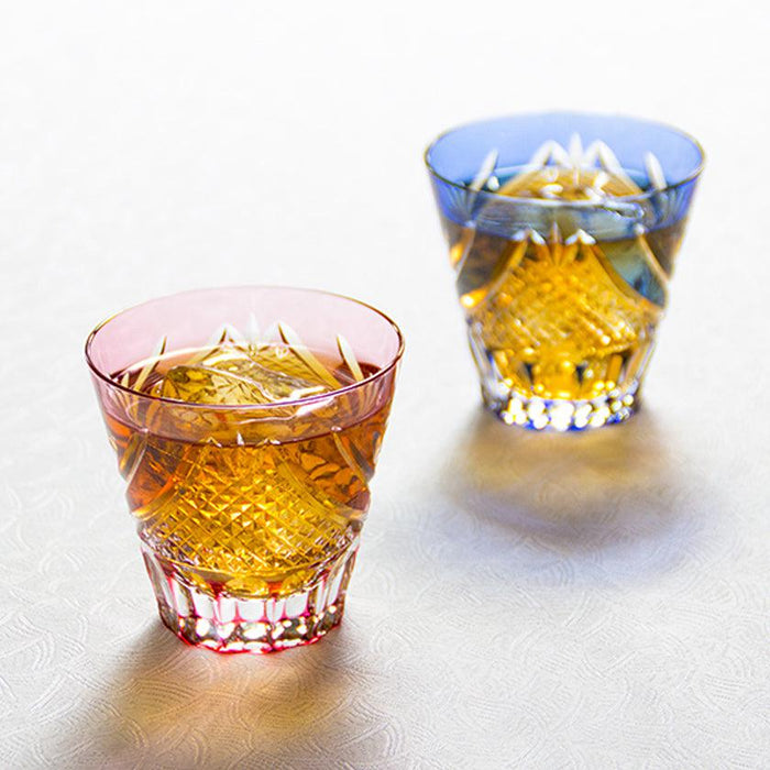 [SAKE CUP] FUJI (RED) | EDO KIRIKO | KAGAMI CRYSTAL