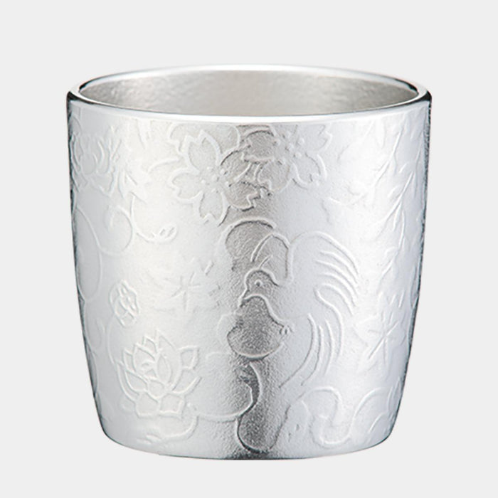 [SAKE CUP] NATURAL BEAUTY FLOWERS & BIRDS & WIND & MOON | OSAKA NANIWA PEWTER WARE