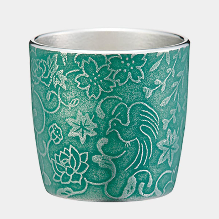 [SAKE CUP] NATURAL BEAUTY FLOWERS & BIRDS & WIND & MOON | OSAKA NANIWA PEWTER WARE