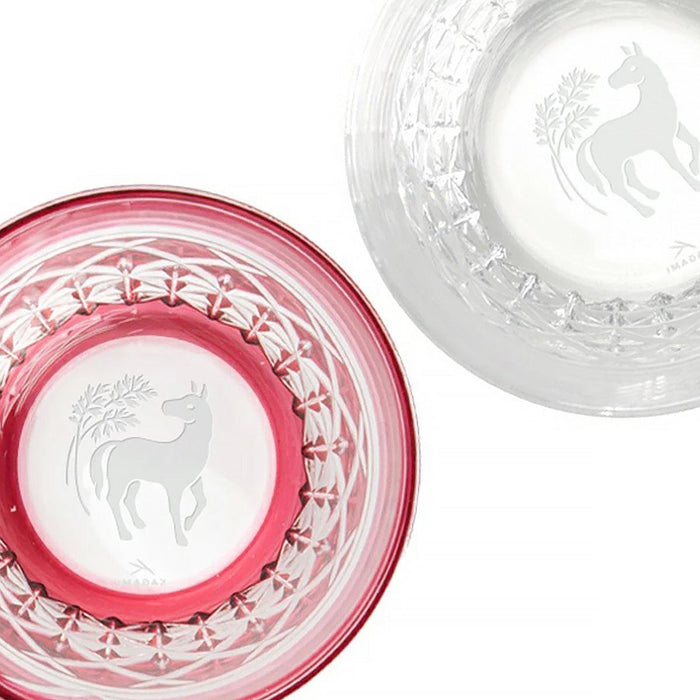 [SAKE CUP] PAIR OF SAKE CUPS CHINESE ZODIAC – HORSE | EDO KIRIKO | KAGAMI CRYSTAL